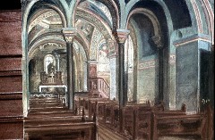 Unterkirche, Inneres nach Südosten (nach einem Gemälde), Aufn. Hansen, Nils, 1944