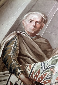 Westseite: Der Bräutigam kostet das in Wein verwandelte
Wasser, Detail, vermutliches Selbstporträt des Johann
Rudolf Bys, Aufn. Halewicz, Julius, 1943/1945