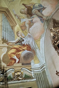 Detail: Engel an der Orgel, Aufn. Weizsäcker, Ralph, 1943/1945