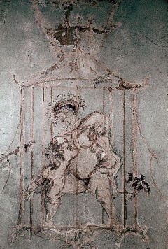 Detail, Papagena im Käfig, zwei Kindern die Brust gebend, Aufn. Cürlis, Otto, 1943/1945