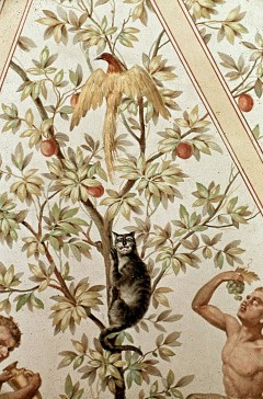Ausschnitt, Katze und Vogel im Baum, Aufn. Cürlis, Otto, 1943/1945