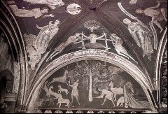 Nördliches Wandfeld des Westschiffes (Im Gewölbe: Steinigung
des heiligen Stephanus, Martyrium des Jesaja und
Verspottung des Hiob), 1943