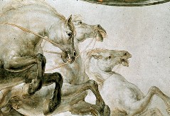 Ausschnitt: Pferde des Wagens der Aurora; Detail: rechte
Pferdegruppe, Aufn. Cürlis, Peter, 1943/1945