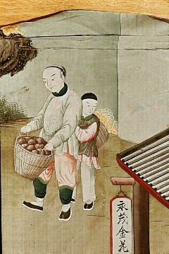 Ausschnitt: Gebäudegruppe mit Figuren; Detail: zwei Chinesen, Aufn. Cürlis, Peter, 1943