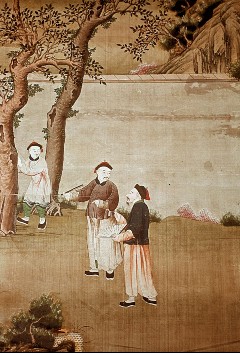 Ausschnitt: drei Chinesen vor einer Mauer, Aufn. Cürlis, Peter, 1943