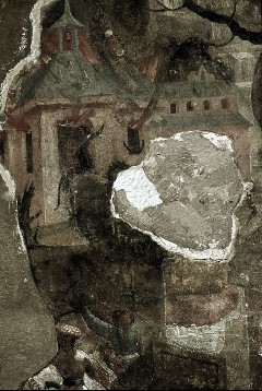Detail: brennende Klostergebäude, Aufn. Wolff, Paul, 1943/1945