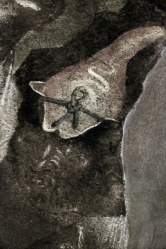 Detail: Kopf eines Schergen, Aufn. Wolff, Paul, 1943/1945