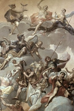 Ausschnitt: Jupiter, Juno, Merkur (oben); Minerva, Herkules,
Mars und Apoll (darunter), Aufn. Wolff, Paul, 1943/1945