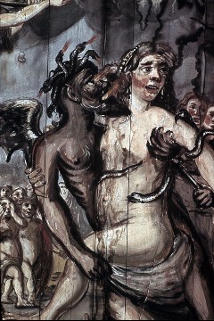 Detail aus dem rechten Teil: Teufel mit einer Verdammten, Aufn. Schulze-Marburg, Rudolf, 1943/1944
