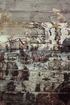 Detail: Jona wird über Bord geworfen, der Wal wartet, Aufn. Schulze-Marburg, Rudolf, 1943/1944