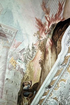 Detail: Turm am Tempel der Maria; Moses vor dem brennenden
Dornbusch, Aufn. Cürlis, Peter, 1943/1945