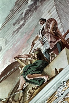 Ausschnitt: Die ägyptische Gefangenschaft, Detail: Mann mit
Schreibtafel und Schreibender, Aufn. Cürlis, Peter, 1943/1945