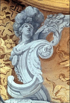 Relief der fingierten Kuppelarchitektur, Perseus rettet
Andromeda, Detail, linke Herme des Rahmens, Aufn. Cürlis, Peter, 1943/1945