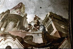 Südliche Längsseite, der heilige Nikolaus schlichtet bei
einer Revolte des römischen Militärs, Zelt des Kaisers und
befreite römische Hauptleute, 1943/1945