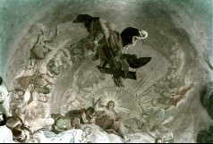 Ausschnitt, Christus in der Gloriole, Engel mit Kreuz, 1943/1945