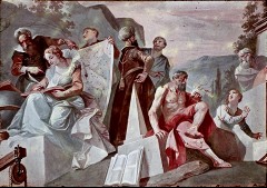 Rechte Hälfte, Ausschnitt: Kleobulos und seine Tochter,
Platon und Pythagoras, Aufn. Schulze-Marburg, Rudolf, 1944
