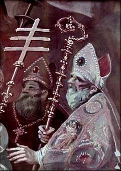 Detail rechts: die Heiligen Ambrosius und Augustinus, Aufn. Schulze-Marburg, Rudolf, 1944
