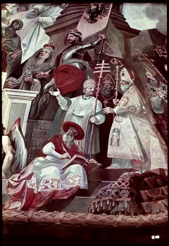 Ausschnitt rechts: die böhmischen Heiligen Ludmilla und
Herzog Wenzel und die vier lateinischen Kirchenväter, Aufn. Schulze-Marburg, Rudolf, 1944