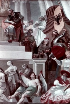 Mitte: der heilige Paulus auf dem Areopag am Altar des
unbekannten Gottes, Ausschnitt, Aufn. Schulze-Marburg, Rudolf, 1944