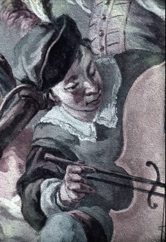 Erste Schmalseite, rechte untere Ecke: Cellist, Aufn. Schulze-Marburg, Rudolf, 1944