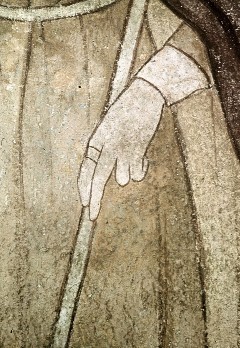 Detail über dem Pfeiler: die linke Hand des Heiligen, Aufn. Voigt, Wolf, 1943/1945