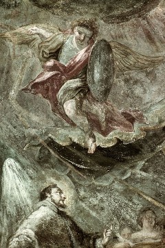 Detail, schwebender Engel über Johann Nepomuk, Aufn. Lamb, Carl, 1943.10-1944.03