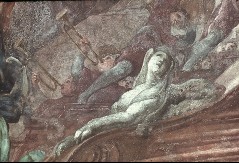 Detail, Treppe mit Sphinx-Figur und Posaunisten, Aufn. Lamb, Carl, 1943.10-1944.03