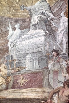 Ausschnitt Mitte: Grabmal des heiligen Johann Nepomuk und
Priester, Aufn. Lamb, Carl, 1943.10-1944.03