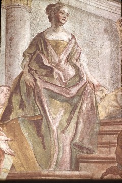 Ausschnitt links: Frau auf den Stufen zum Altar, Aufn. Lamb, Carl, 1943.10-1944.03