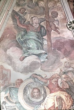 Ausschnitt Ostseite, nordöstlicher Zwickel: Engel mit dem
Kreuz und dem gerahmten Schweißtuch, Ausschnitt, Aufn. Halewicz, Julius, 1943/1944