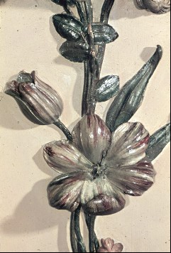 Detail: Blumen auf der Ostwand, zweites Wandfeld von links,
Ausschnitt: zwei Tulpen, Aufn. Cürlis, Peter, 1943/1945