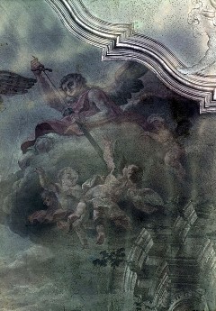 Detail: Engel, das Schwert in die Scheide steckend, Aufn. Rex-Film, 1943/1945