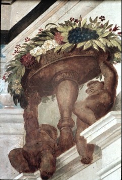 Detail: Putten mit Blumen- und Früchteschale, Aufn. Halewicz, Julius, 1944