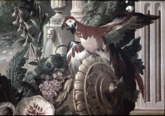Detail: Papagei auf einer umgestürzten Vase (Schreibzimmer
im Goess-Appartement), Aufn. Rex-Film, 1944/1945