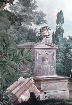 Detail: Gartenbrunnen und antike Versatzstücke, Aufn. Rex-Film, 1944/1945