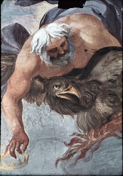 Detail: Jupiter auf seinem Adler mit Krone des Herkules in
der Hand, Aufn. Rex-Film, 1943/1945