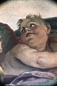 Detail: Putto neben Altar mit Schild des Aeneas, Aufn. Rex-Film, 1943/1945