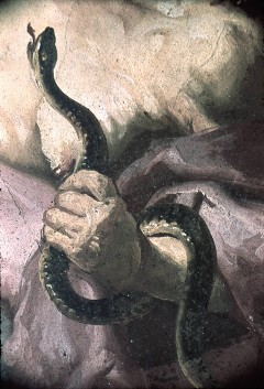 Detail: Schlange in der Hand der Personifikation des Neides, Aufn. Rex-Film, 1943/1945