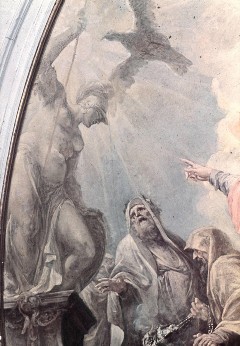 Detail: Standbild der Minerva mit Priestern davor und dem
Adler der zur Sonne aufsteigt, als Zeichen der
Unsterblichkeit, Aufn. Rex-Film, 1943/1945