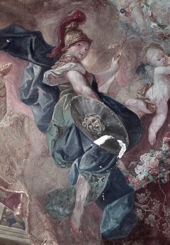Detail: schwebende Minerva, 1943/1945
