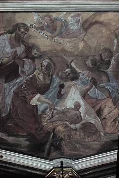 Detail: Maria, Joseph und Engel um die Krippe versammelt, Aufn. Wolff, Paul, 1944