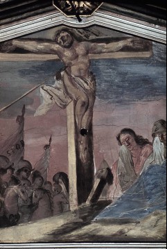 Detail: Christus am Kreuz mit der Lanze in der Seite, Aufn. Wolff, Paul, 1944