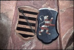 Detail: Wappenschilde der Häuser Sachsen-Weimar und
Hessen-Homburg, Aufn. Nehrdich, Rolf-Werner, 1943/1945
