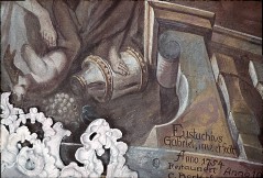 Detail: (Ostseite) Balustrade mit Künstlersignatur, Aufn. Müller und Sohn, 1943/1945