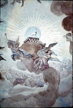 Detail: das Jüngste Gericht mit dem apokalyptische Lamm auf
dem gesiegelten Buch und zwei Engeln des Gerichts, Aufn. Schmidt-Glassner, Helga, 1944