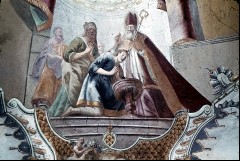 3. Deckenbild von Osten: der Heilige Ambrosius tauft 387 den
Heiligen Augustinus in Anwesenheit von dessen Mutter, Aufn. Schmidt-Glassner, Helga, 1944