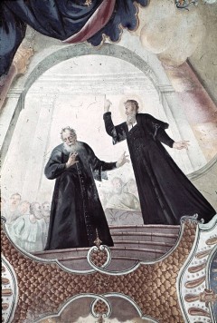 5. Deckenbild von Osten: der Heilige Augustinus bekämpft den
Irrlehrer Fortunatus, Aufn. Schmidt-Glassner, Helga, 1944