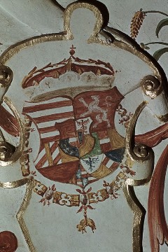 Detail: Wappen der Erbländer Erzherzog Ferndinad II. (vgl.
Hofkirche, Silberne Kapelle, Grabmal Ferdiand II.), Aufn. Rex-Film, 1943/1945