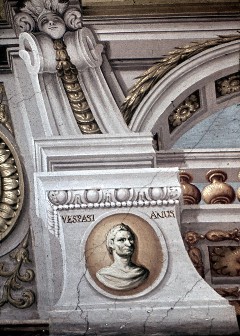 Detail: Architekturmalerei, Büste des Kaisers Vespasian, Aufn. Halewicz, Julius, 1943/1945