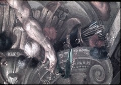Detail: Arm des Toten, Pfeile, Federn, Aufn. Roden, Bruno von, 1943/1945